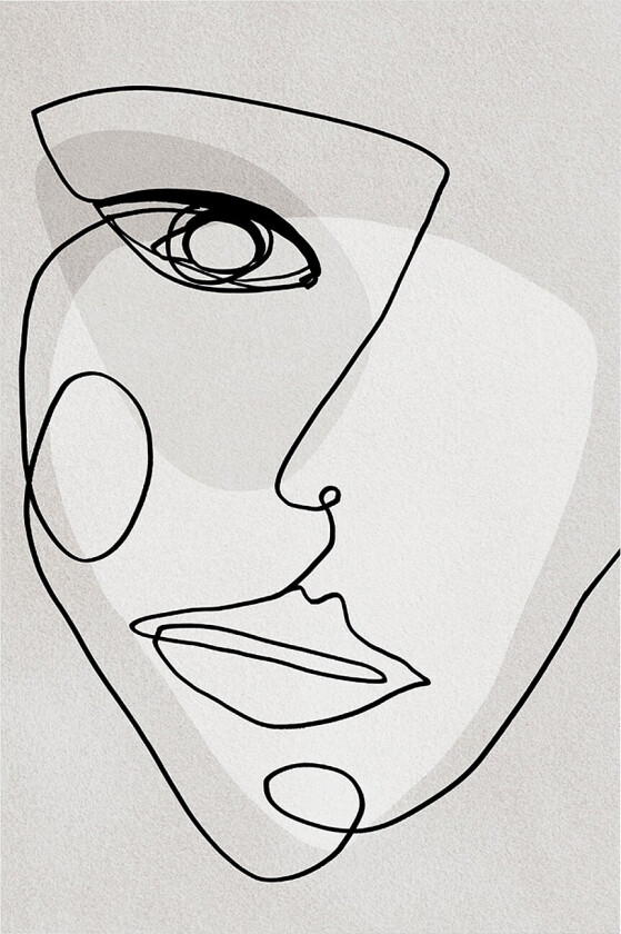 Poster Face Line 4 - Grå