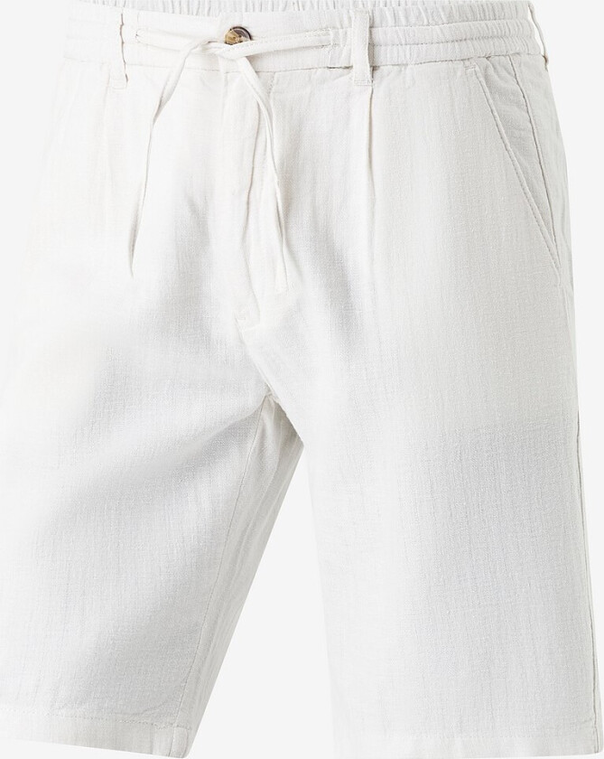 Shorts Linen Blend Herringbone Short - Hvit