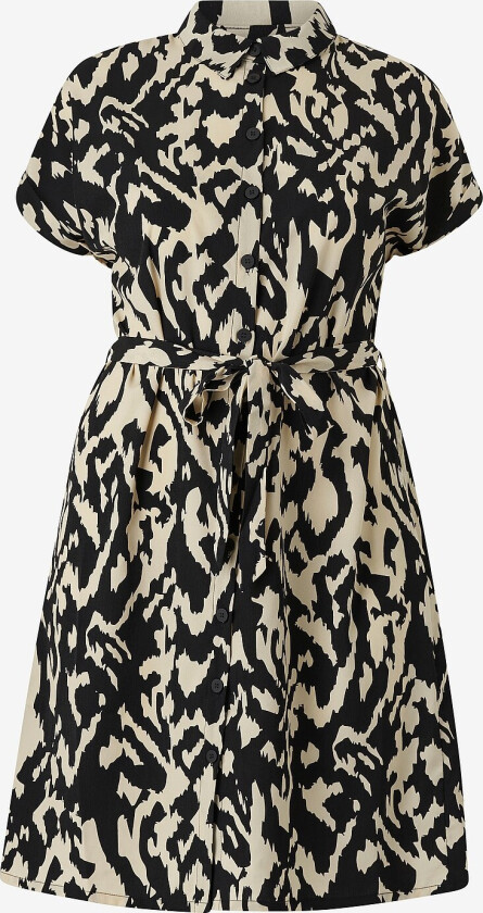 Skjortekjole carDiega SS Blk Shirt Dress Wvn - Beige