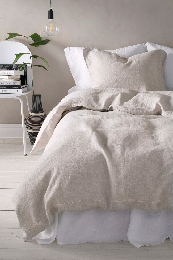 Sengesett Elmira i vasket lin 2 eller 3 deler - Beige