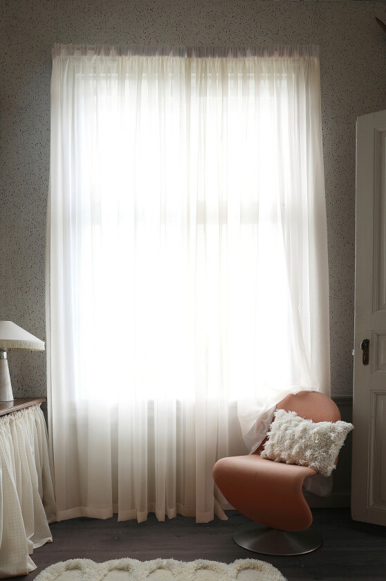 Tynn hotellgardin, dobbel bredde - Beige
