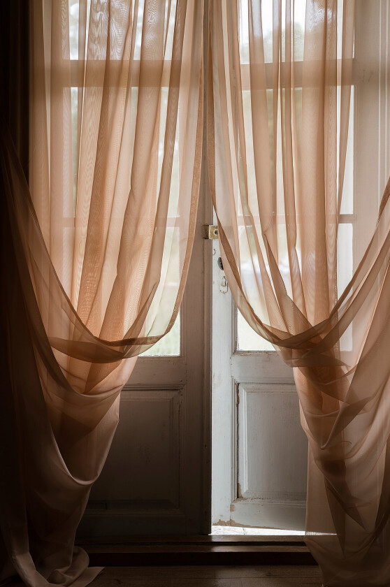 Tynn hotellgardin, dobbel bredde - Orange
