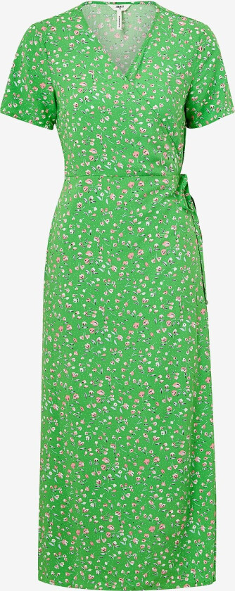 Omslagskjole objEma Elise L/S Long Wrap Dress 12 - Grønn