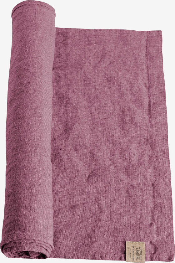 Løper Lovely i vasket lin - Rosa