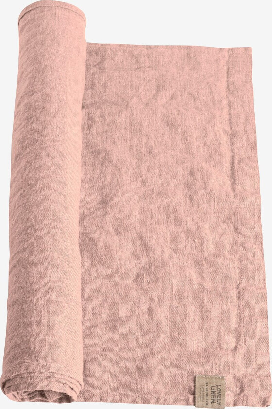 Løper Lovely i vasket lin - Rosa