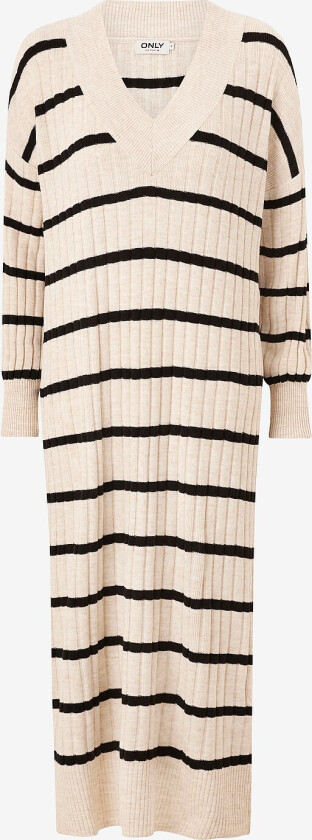 Strikketkjole onlNew Tessa L/S Midi V-neck Dress - Beige