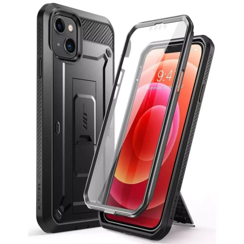 SUPCASE iPhone 13 SUPCASE Unicorn Beetle Pro Håndverker Deksel med Skjermbeskytter - Svart