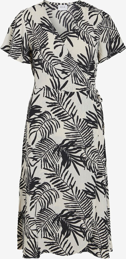 Omslagskjole viLovie S/S Wrap Midi Dress - Beige
