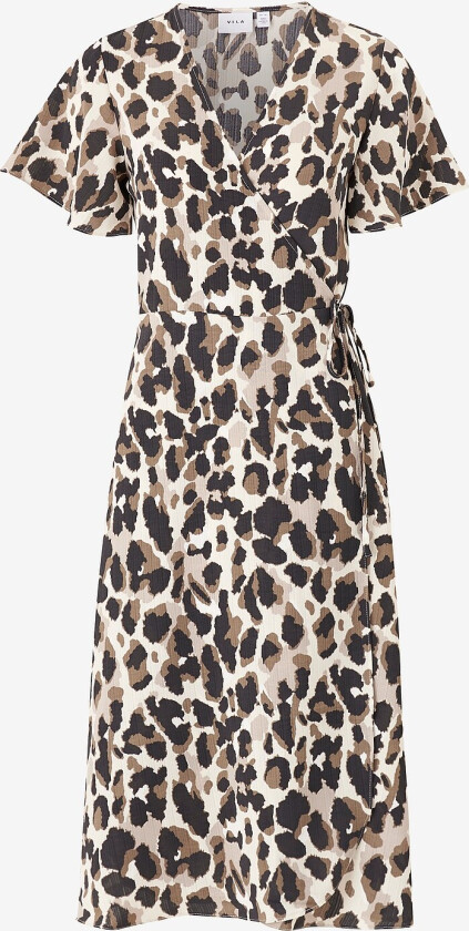 Omslagskjole viLovie S/S Wrap Midi Dress - Grå