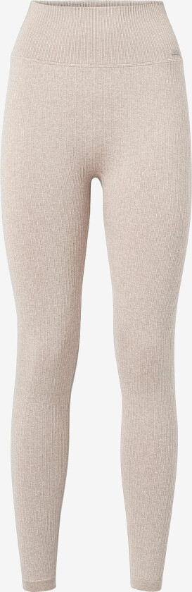 Treningstights Beige Ribbed Seamless Tights - Beige