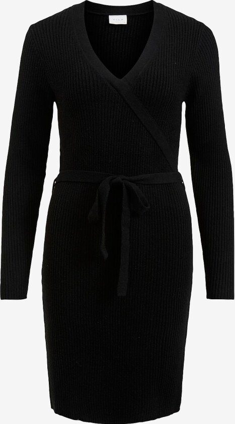 Strikketkjole viRil Wrap L/S Knit Dress - Svart