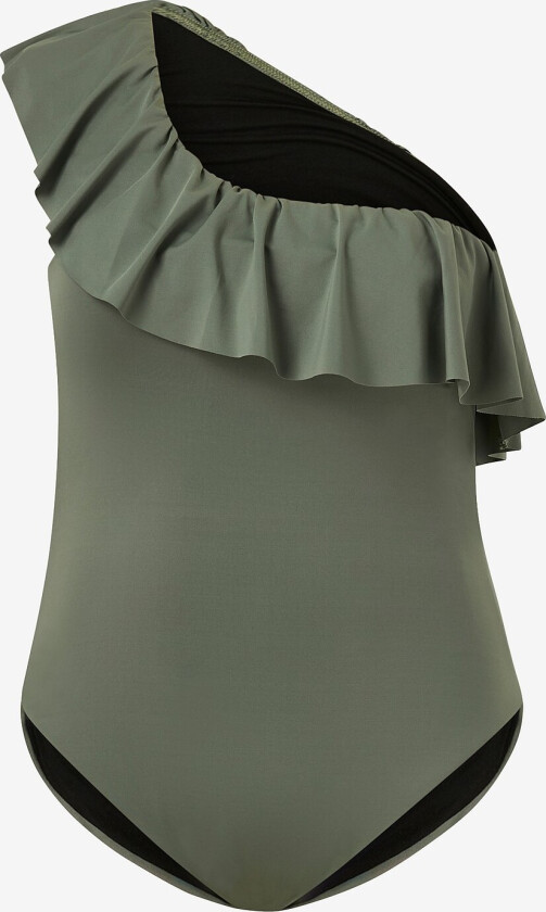 Blomstrete, figurformende badedrakt - Grønn