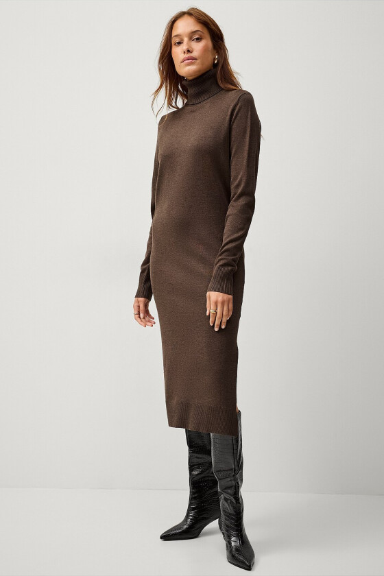 Kjole MilaSZ Roll Neck Long Dress - Brun