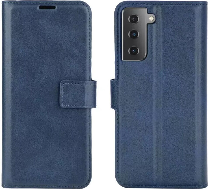 Samsung Galaxy S21 Skinn Flip Deksel med Lommebok - Blå
