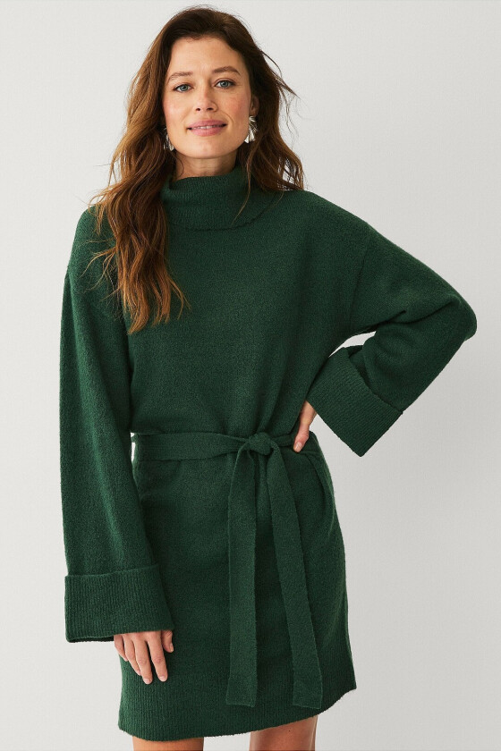 Strikketkjole viRolfie L/S Tie Belt Knit Dress - Grønn
