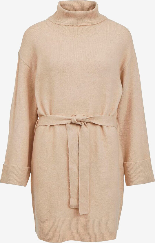 Strikketkjole viRolfie L/S Tie Belt Knit Dress - Beige