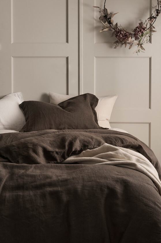 Sengesett Candice i vasket lin, 2 eller 3 deler - Brun