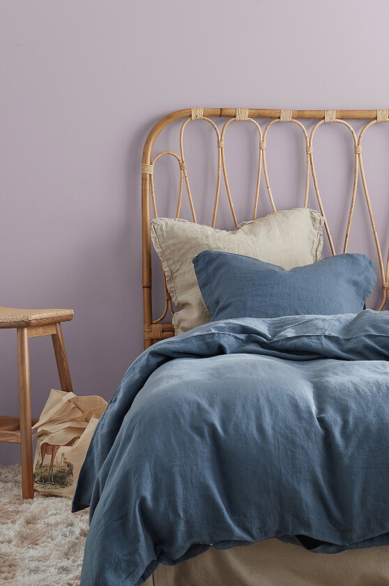 Sengesett Candice i vasket lin, 2 eller 3 deler - Blå