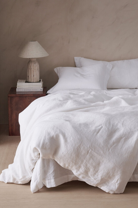 Sengesett Candice i vasket lin, 2 eller 3 deler - Hvit