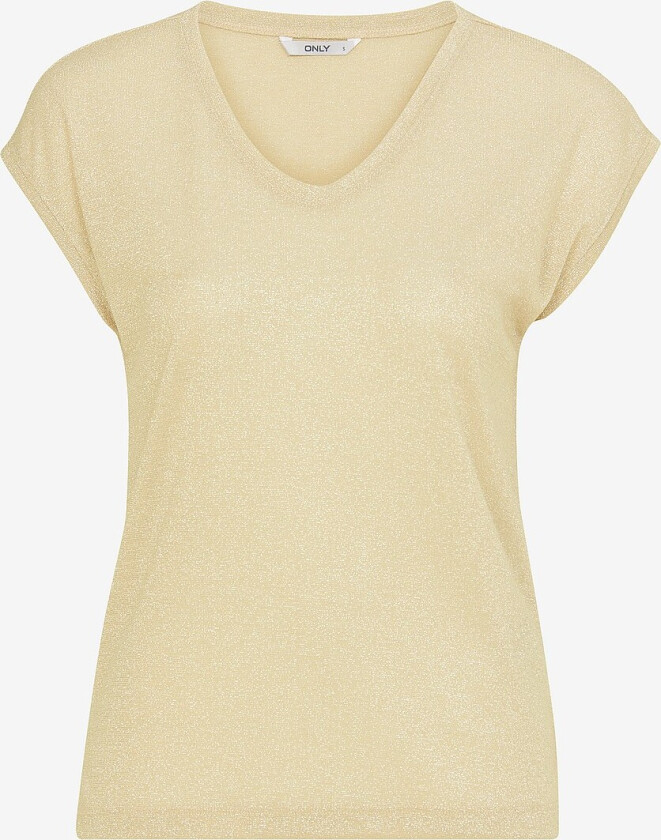 Topp onlSilvery S/S V Neck Lurex Top - Gull