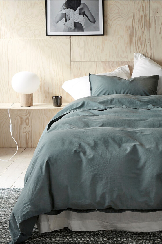 Sengesett Rania i vintagevasket bomull - Grønn