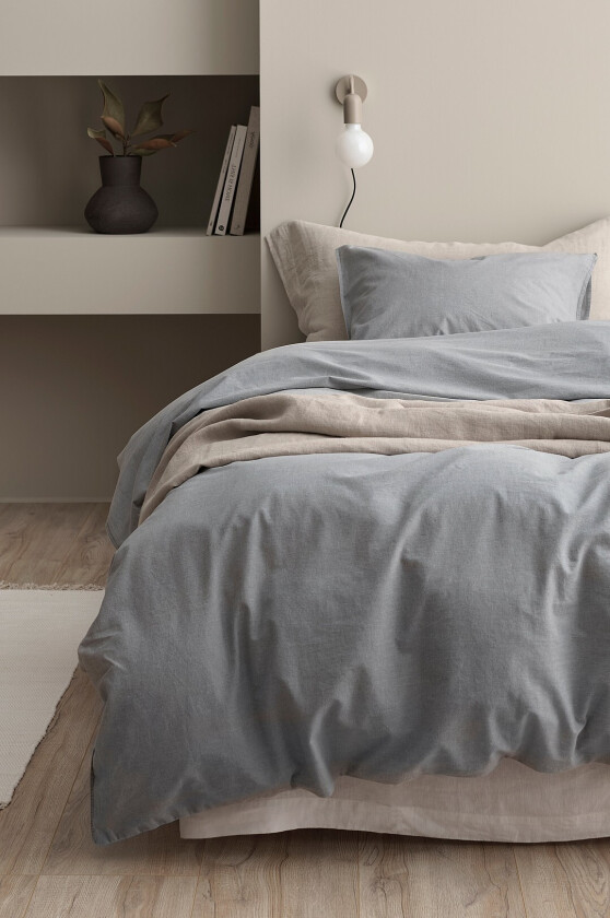 Sengesett Rania i vintagevasket bomull - Grå