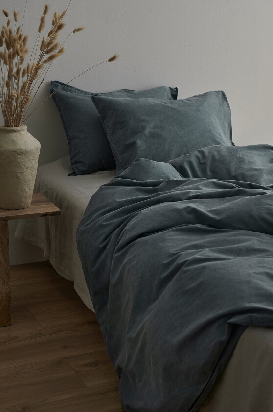 Sengesett Rania i vintagevasket bomull - Grønn