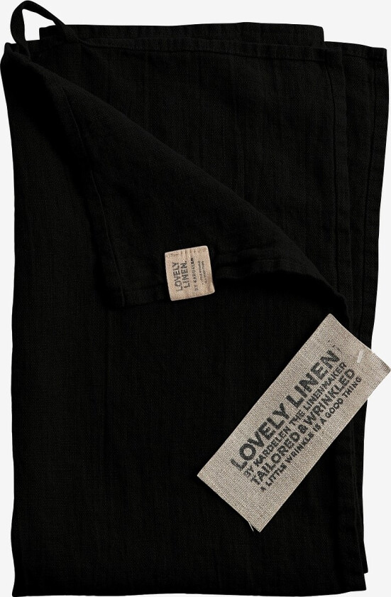 Kjøkkenhåndkle Lovely i vasket lin - Svart