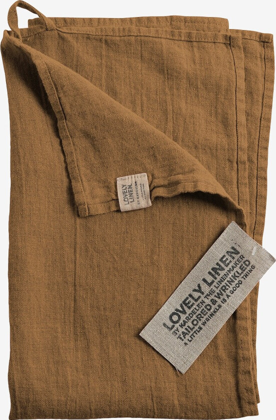 Kjøkkenhåndkle Lovely i vasket lin - Brun