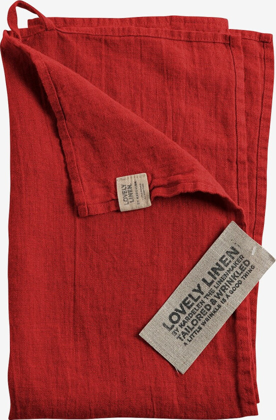 Kjøkkenhåndkle Lovely i vasket lin - Rød