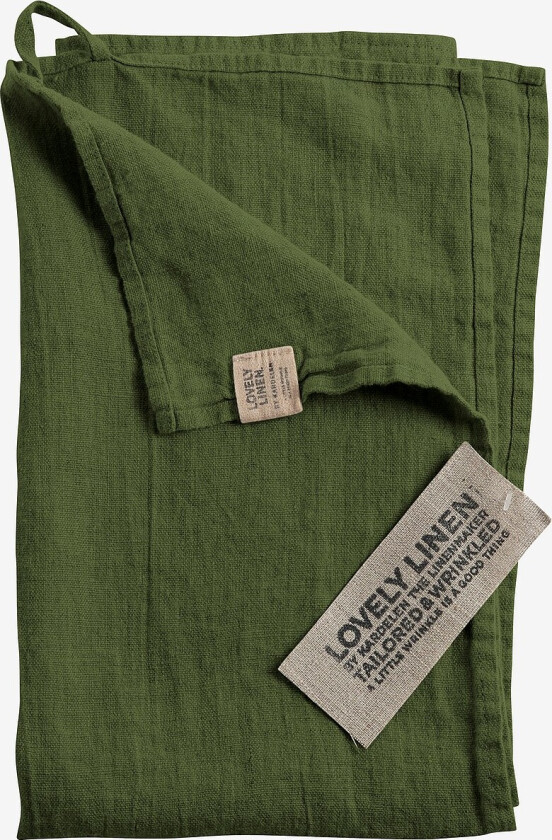 Kjøkkenhåndkle Lovely i vasket lin - Grønn