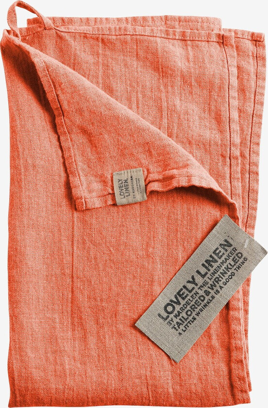 Kjøkkenhåndkle Lovely i vasket lin - Orange