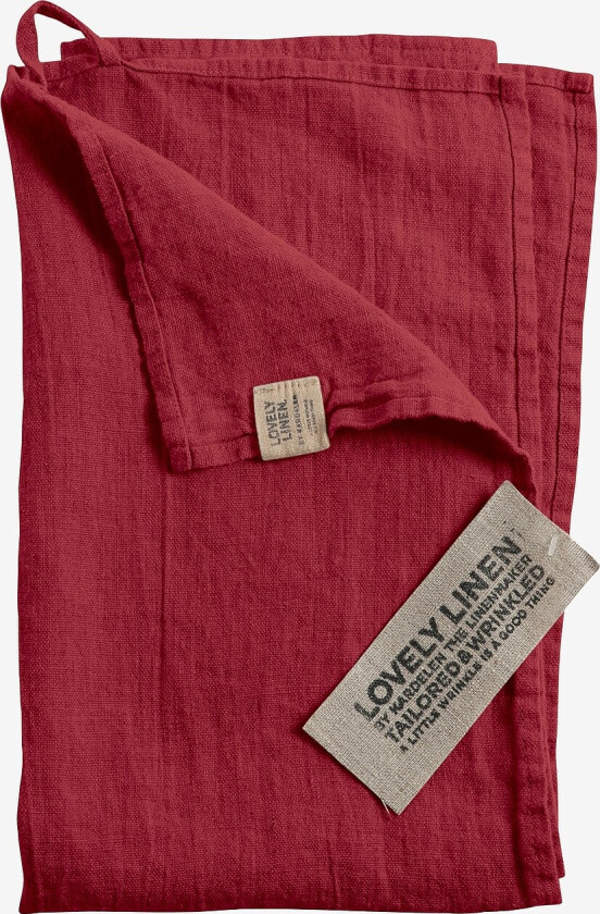 Kjøkkenhåndkle Lovely i vasket lin - Rød