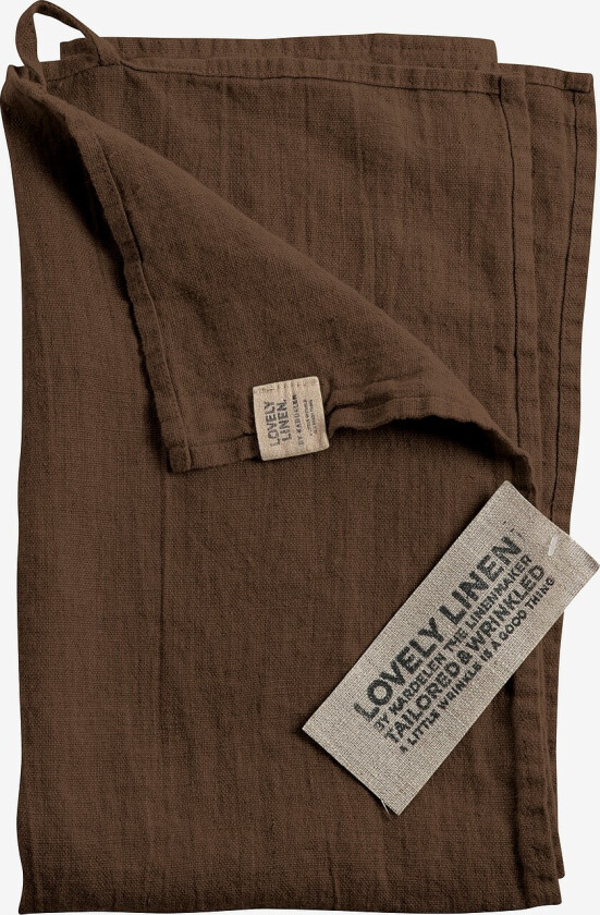 Kjøkkenhåndkle Lovely i vasket lin - Brun