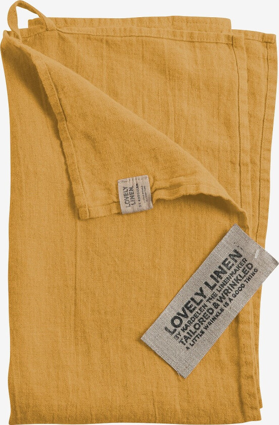 Kjøkkenhåndkle Lovely i vasket lin - Gul
