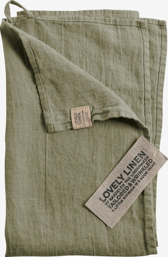 Kjøkkenhåndkle Lovely i vasket lin - Grønn