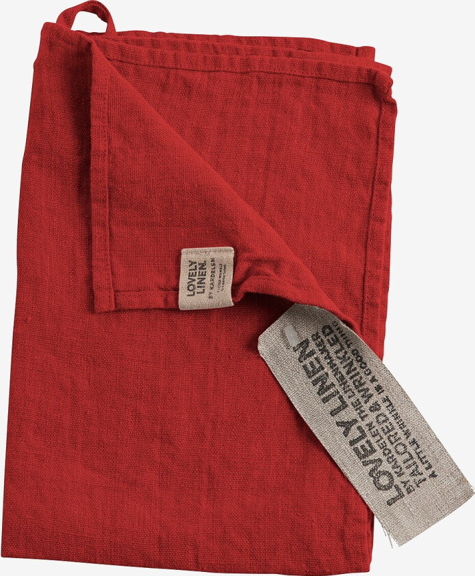 Gjestehåndkle Lovely i vasket lin - Rød