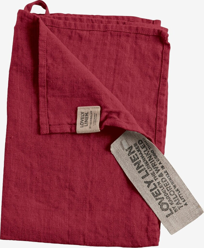 Gjestehåndkle Lovely i vasket lin - Rød