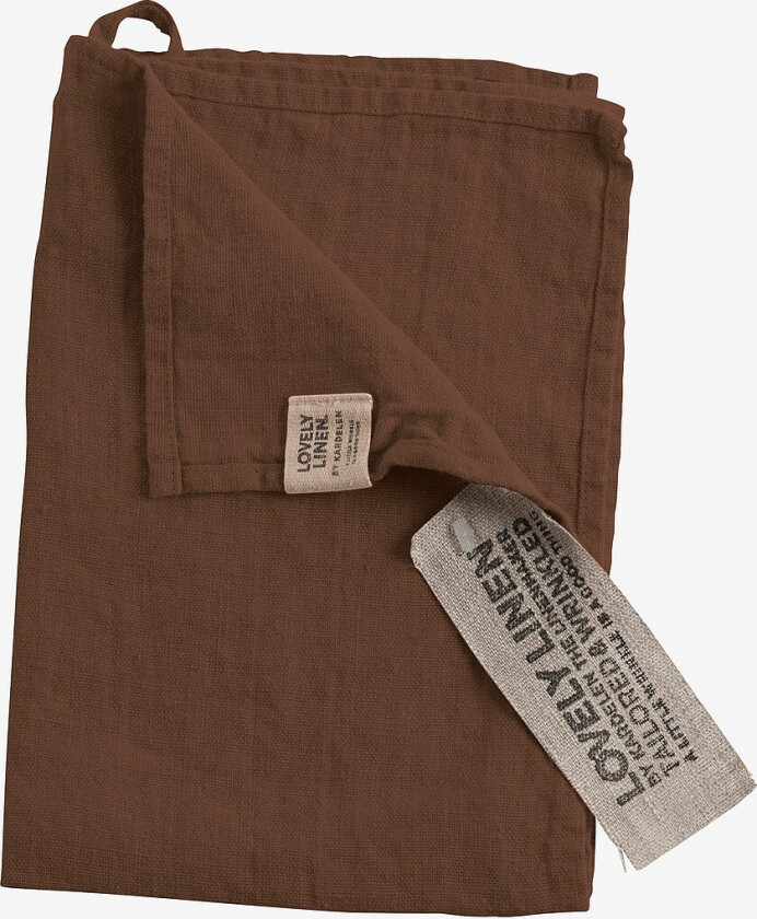 Gjestehåndkle Lovely i vasket lin - Brun