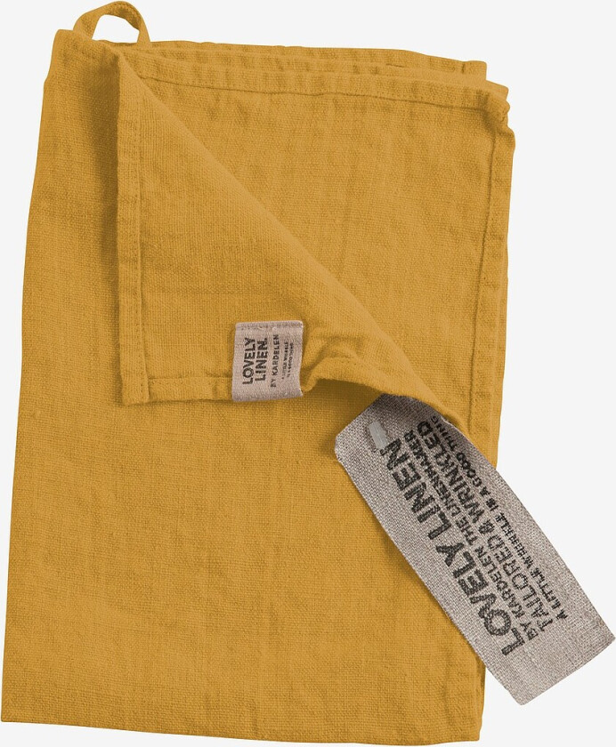 Gjestehåndkle Lovely i vasket lin - Gul