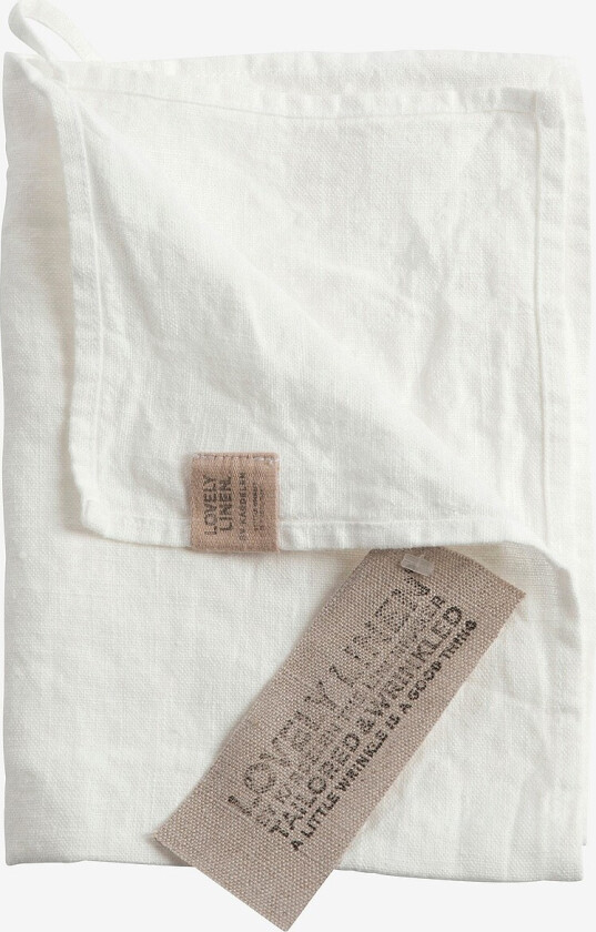 Gjestehåndkle Lovely i vasket lin - Hvit