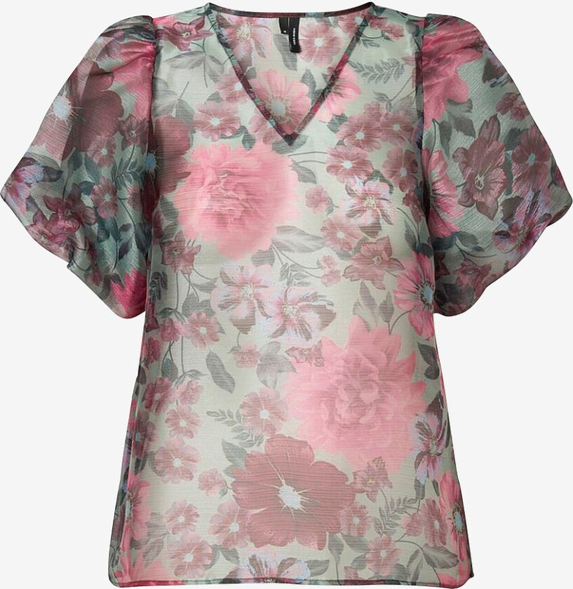 Topp vmAbelia S/S Bubble Hem Top - Grønn