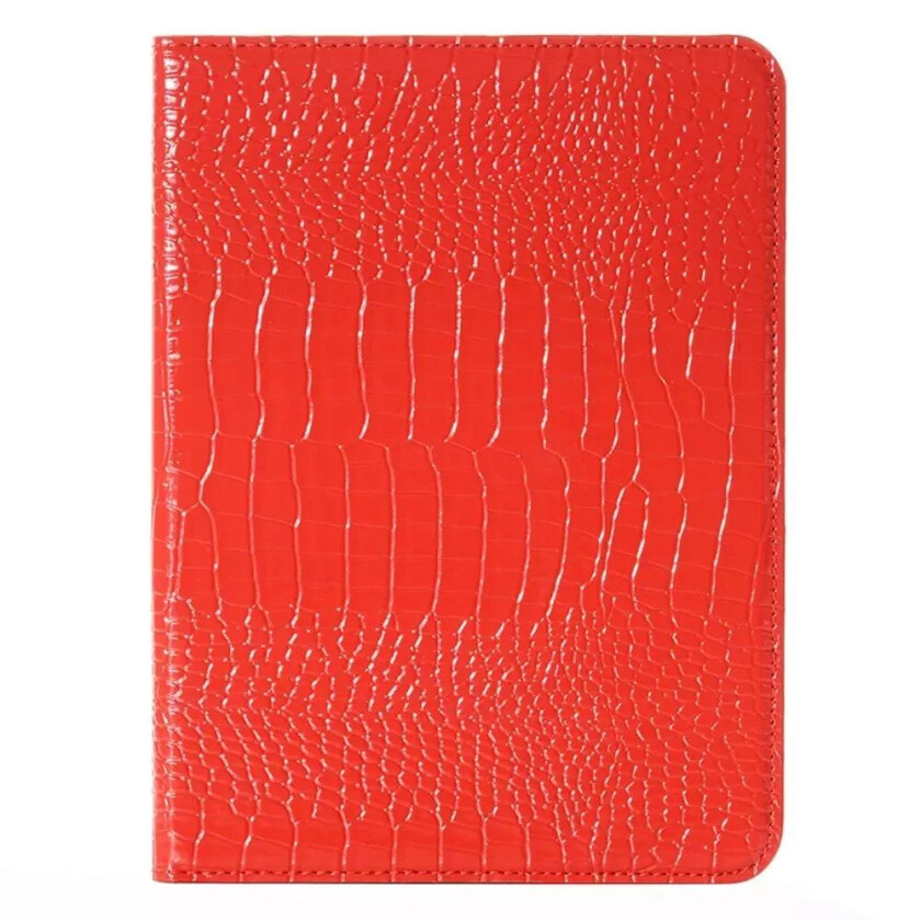 iPad 10.9" (2022) Krokodilleskinntekstur Deksel m. Stativfunksjon & Kortholder - Rød