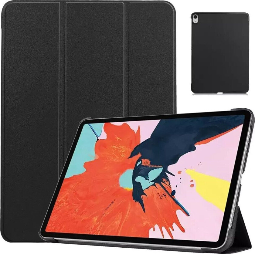 iPad Air (2022/2020) Tri-fold Skinn Flip Deksel med Stylus Pen Holder - Svart
