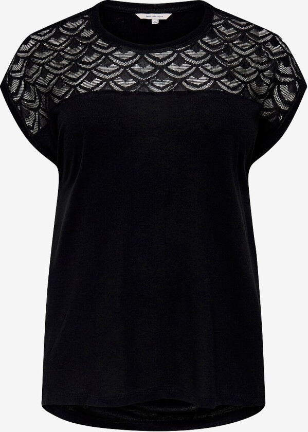 Topp carFlake S/S Mix Top Noos - Svart