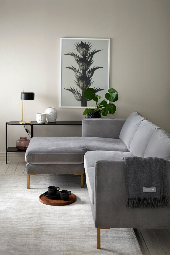 Sofa Setar 3-seter i fløyel - Grå
