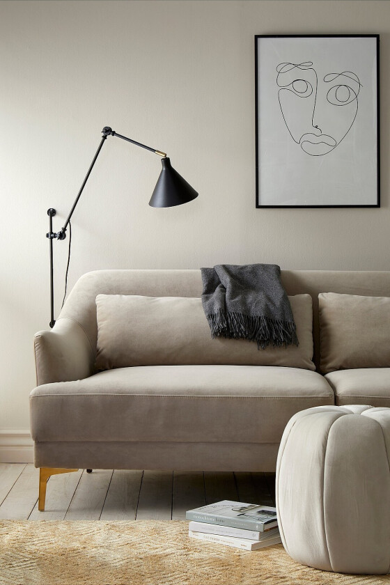 Sofa Cinlay 3-seter i fløyel - Beige