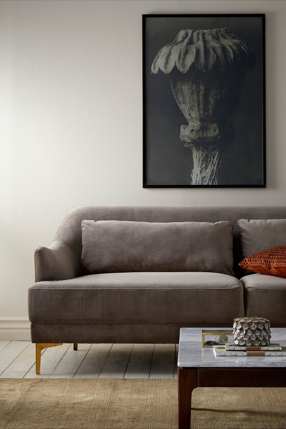 Sofa Cinlay 3-seter i fløyel - Grå