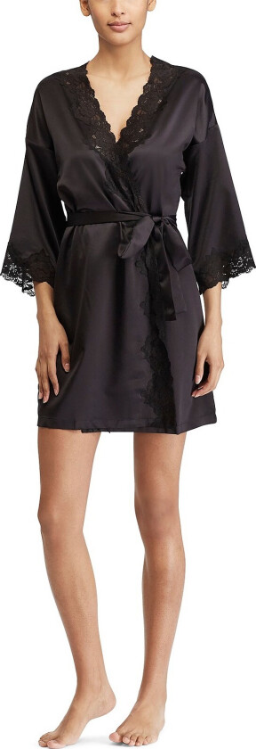 Morgenkåpe LRL Signature Lace Kimono Robe - Svart
