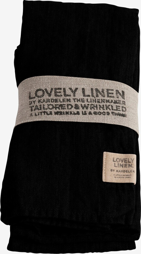 Serviett Lovely i vasket lin, 4-pk - Svart